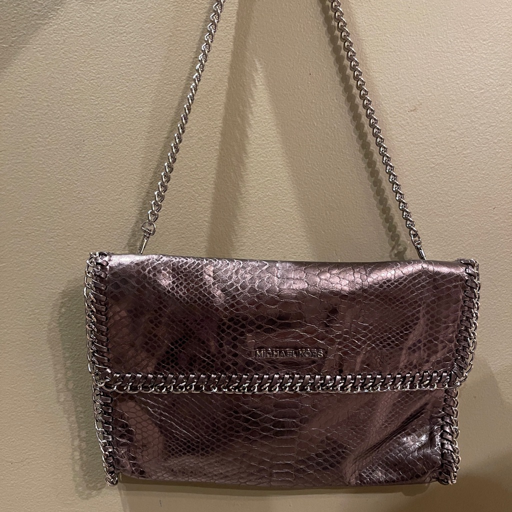 Nwt Michael Kors Leather Snakeskin Chain Bag
